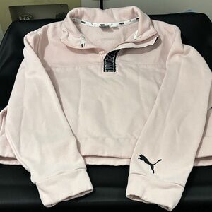Puma Women's Light Pink Quarter-Zip Pullover Size Large